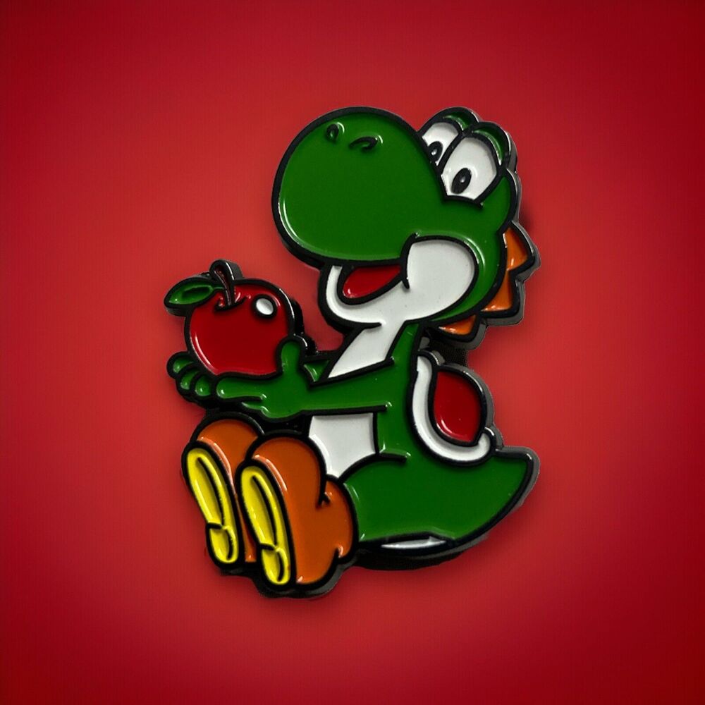 New Yoshi With Apple Enamel Pin Nintendo Super Mario Bros Collectible